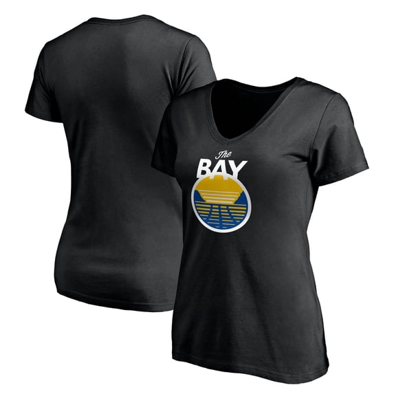 Women's Black Golden State Warriors Primary Logo V-Neck T-Shirt