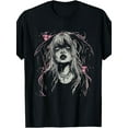 thumbnail image 1 of Women's Black Graphic Print T-Shirt - Edgy Accent Artwork, Short Sleeve Crew Neck Casual Top, Lightweight Summer & Spring Tee, Machine Washable, Ladies T Shirts, Casual Sporty Tee, Summer Gifts, 1 of 7