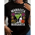 thumbnail image 1 of Women's Black Graphic Tee with Mamacita Margarita Print, S-5XL Plus Size T-Shirt, Casual Funny Style Top for Cocktail Enthusiasts, 1 of 5