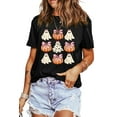 thumbnail image 1 of Women's Black Halloween Ghost Pumpkin Graphic T-Shirt | [ZhiHiMeRi] | (US 20-22)2XL, 1 of 7