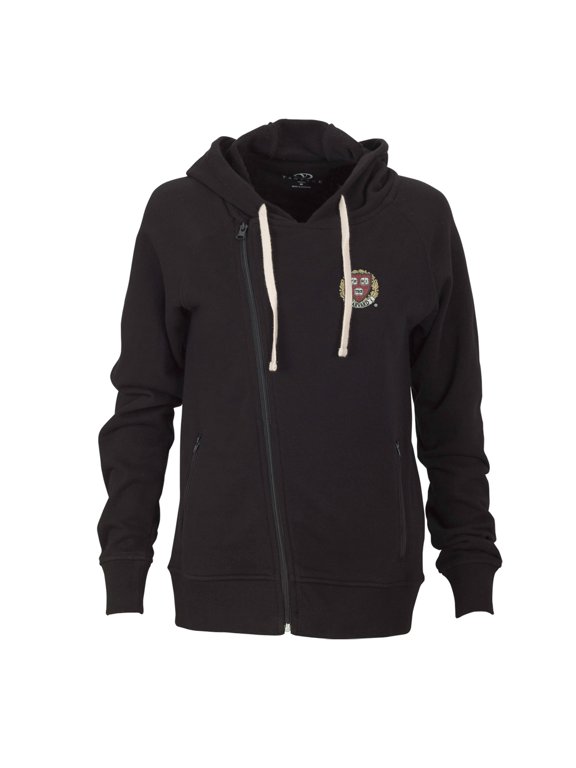 Women's Black Harvard Crimson Fleece Moto Jacket