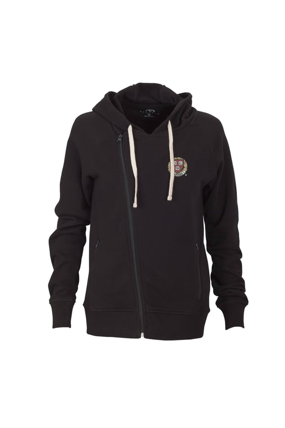 Women's Black Harvard Crimson Fleece Moto Jacket