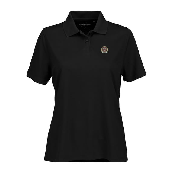 Women's Black Harvard Crimson Vansport Omega Plus Size Tech Polo