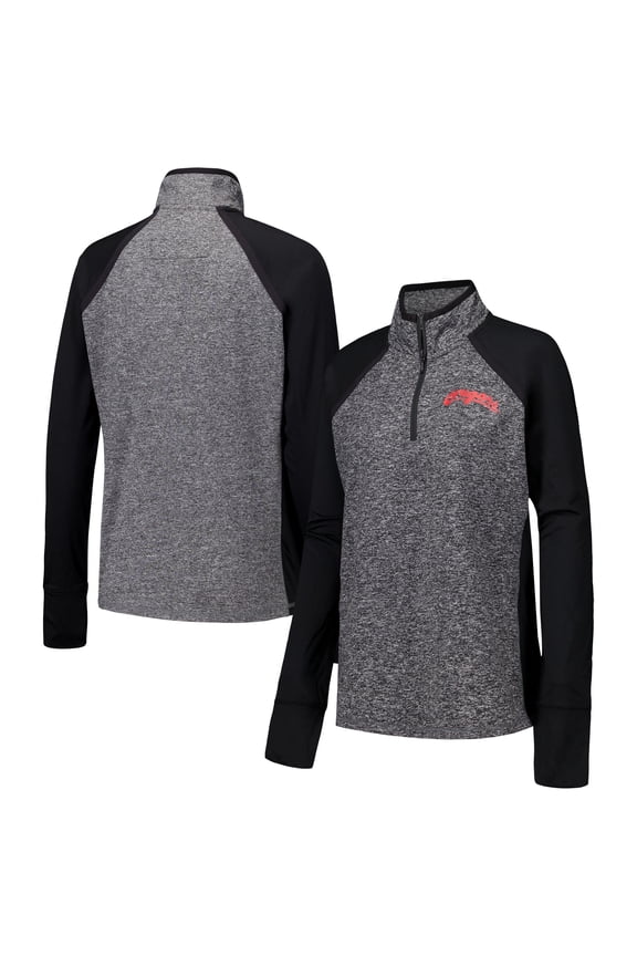 Women's Black/Heather Gray Washington State Cougars Finalist Raglan Quarter-Zip Jacket