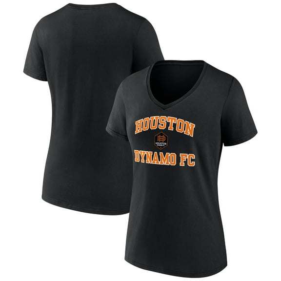 Women's Black Houston Dynamo FC Heart and Soul V-Neck T-Shirt