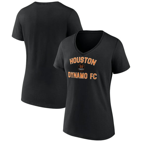 Women's Black Houston Dynamo FC Victory Arch Logo V-Neck T-Shirt