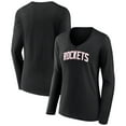 thumbnail image 1 of Women's Black Houston Rockets Alternate Logo V-Neck Long Sleeve T-Shirt, 1 of 3