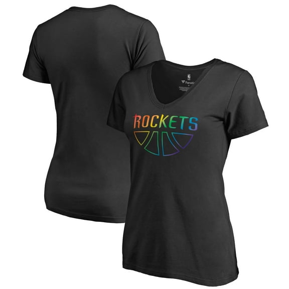Women's Black Houston Rockets Team Pride Wordmark V-Neck T-Shirt