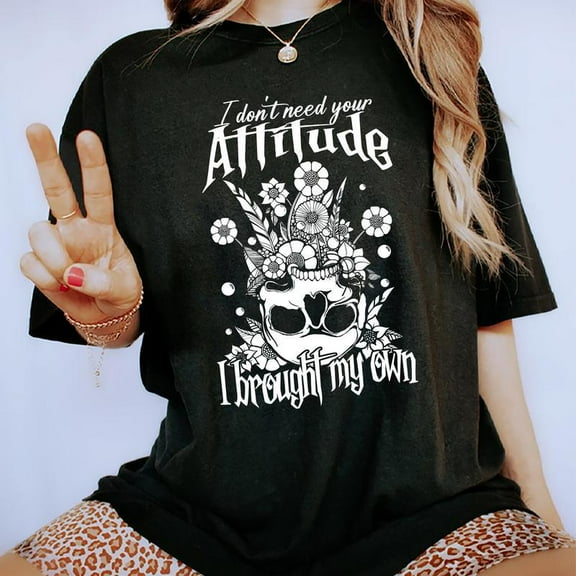 Women's Black "I Don't Need Your Attitude" Graphic Tee Plus Size S-5XL, Edgy Printed T-Shirt, Casual Oversized Top for Attitude-Driven Fashionistas