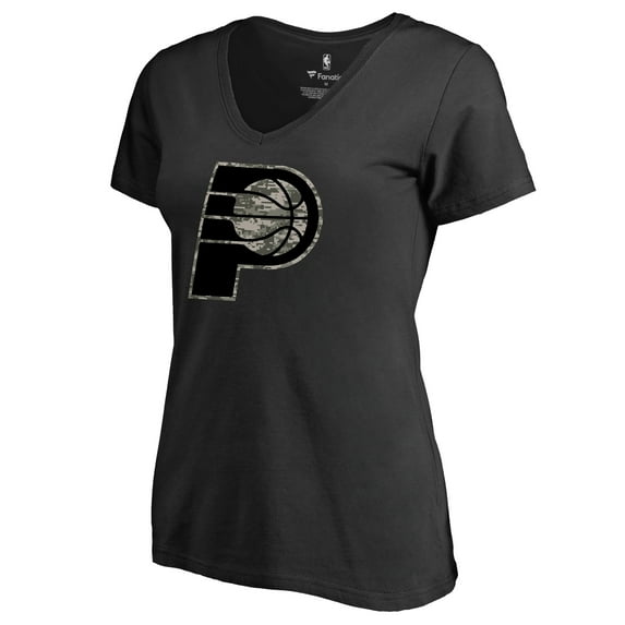 Women's Black Indiana Pacers Cloak Camo V-Neck T-Shirt
