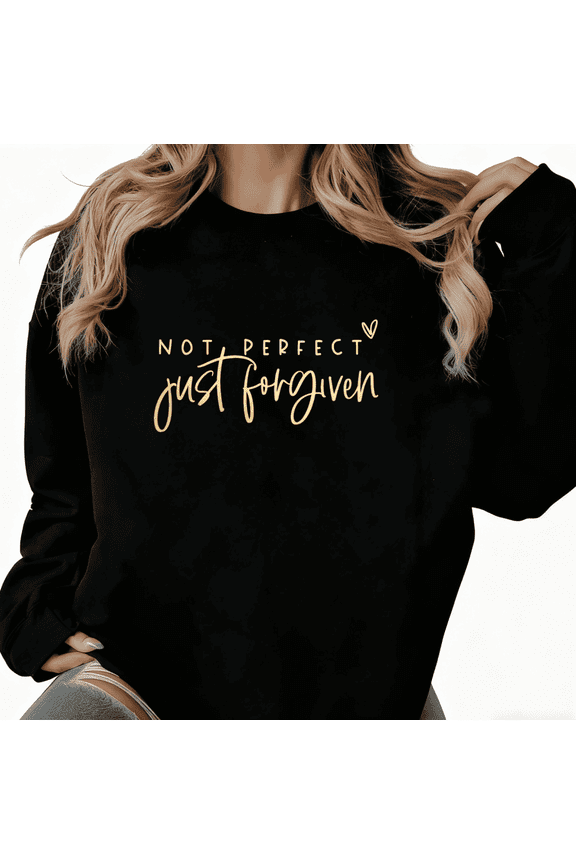 Women's Black Inspirational Text Art Pattern Niche Design Trendy Loose Casual Sweatshirt S-3XL