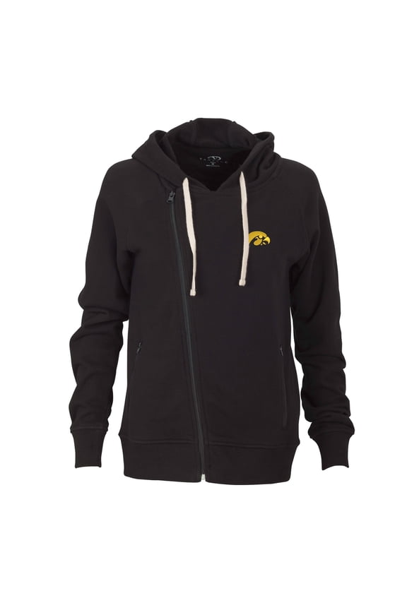 Women's Black Iowa Hawkeyes Fleece Moto Jacket
