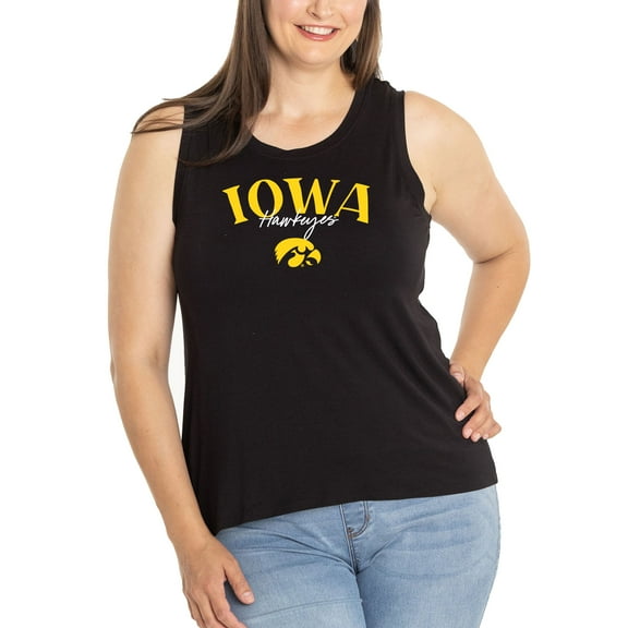 Women's  Black Iowa Hawkeyes Hannah High Neck Tank Top