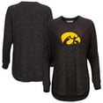 thumbnail image 1 of Women's  Black Iowa Hawkeyes Oversized Cuddle Raglan Tri-Blend Pullover Sweatshirt, 1 of 3