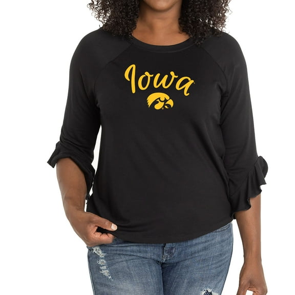 Women's Black Iowa Hawkeyes Renata 3/4-Sleeve T-Shirt