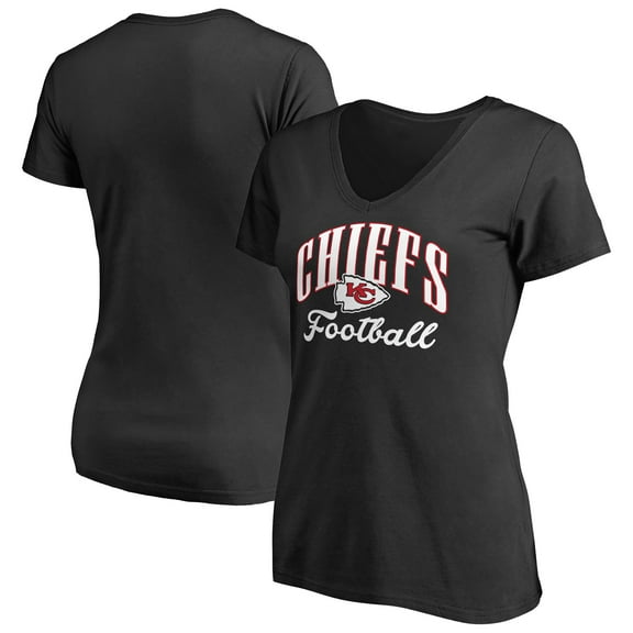 Women's Black Kansas City Chiefs Victory Script V-Neck T-Shirt