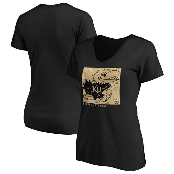 Women's Black Kansas Jayhawks OHT Eagle V-Neck T-Shirt