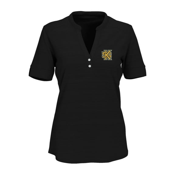 Women's Black Kennesaw State Owls Strata Textured Henley Shirt