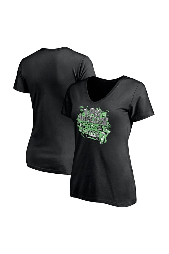 Women's Black LA 2028 Summer Olympics V-Neck T-Shirt