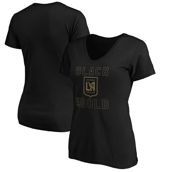 Women's Black LAFC Hometown Collection Black and Gold V-Neck T-Shirt