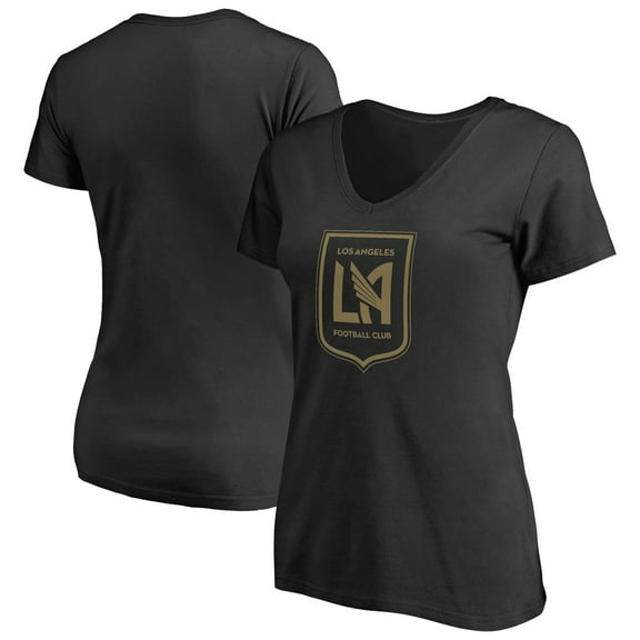 Women's Black LAFC Logo Primary V-Neck T-Shirt