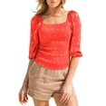 thumbnail image 1 of Women's Black Label Smocked Boho Top Orange/Gold Medium, 1 of 1