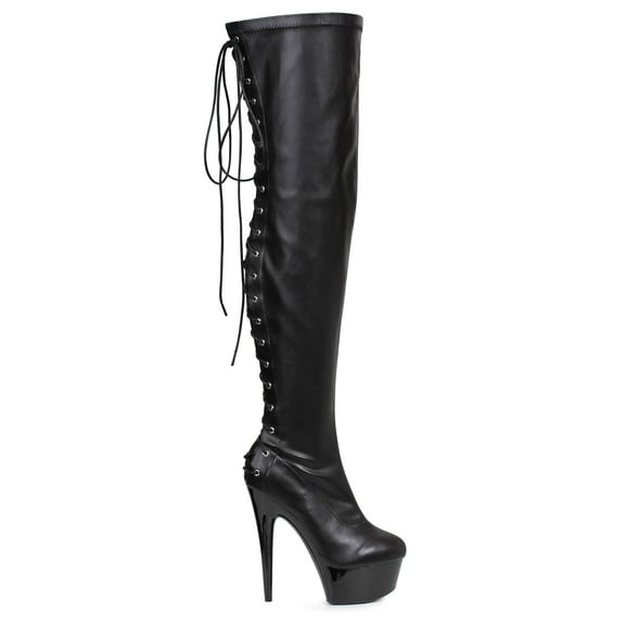 ellie 609-fare women's 6" heel lace up platform thigh high boot