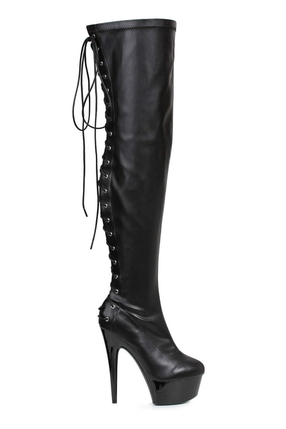 ellie 609-fare women's 6" heel lace up platform thigh high boot