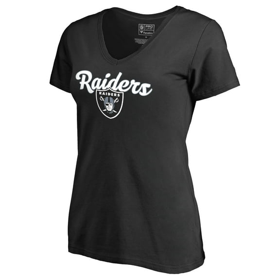 Women's Black Las Vegas Raiders Freehand V-Neck T-Shirt