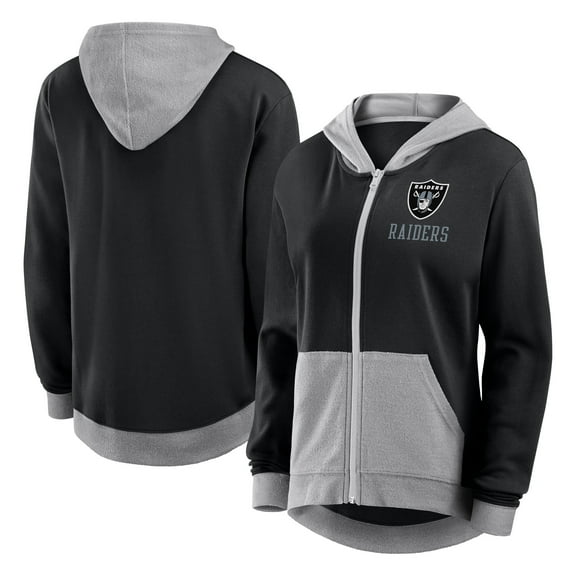 Women's Logo Athletic Black Las Vegas Raiders Hit It French Terry Full-Zip Hoodie