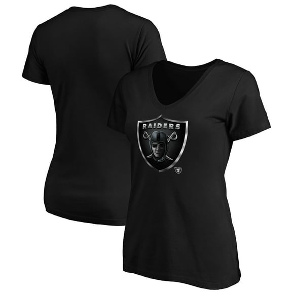 Women's Black Las Vegas Raiders Midnight Mascot Logo V-Neck T-Shirt