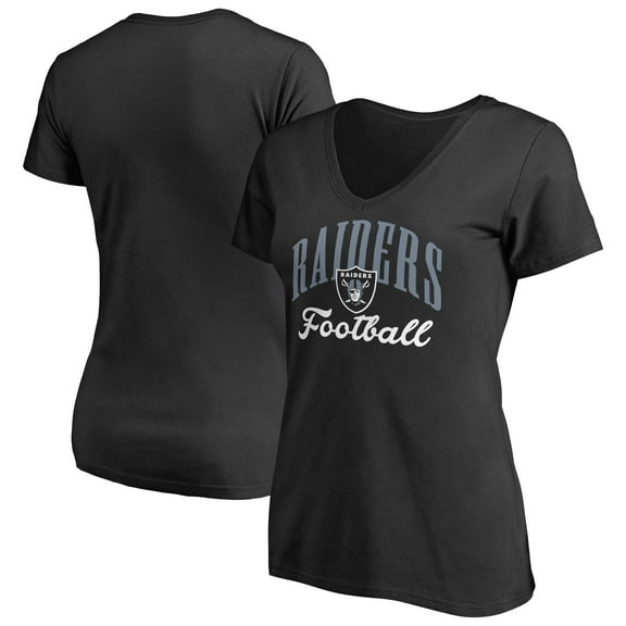 Women's Black Las Vegas Raiders Victory Script V-Neck T-Shirt