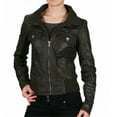 thumbnail image 1 of Women's Black Leather Jacket ST0336, 1 of 3