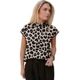 thumbnail image 1 of Women's Black Leopard Print High Neck Sweater – Casual Short Sleeve Top for Daily Wear | XL, 1 of 5