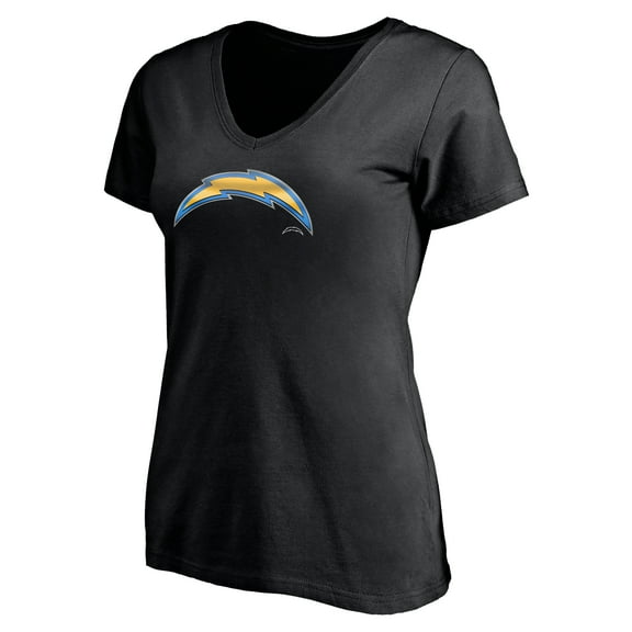 Women's Black Los Angeles Chargers Midnight Mascot Logo V-Neck T-Shirt