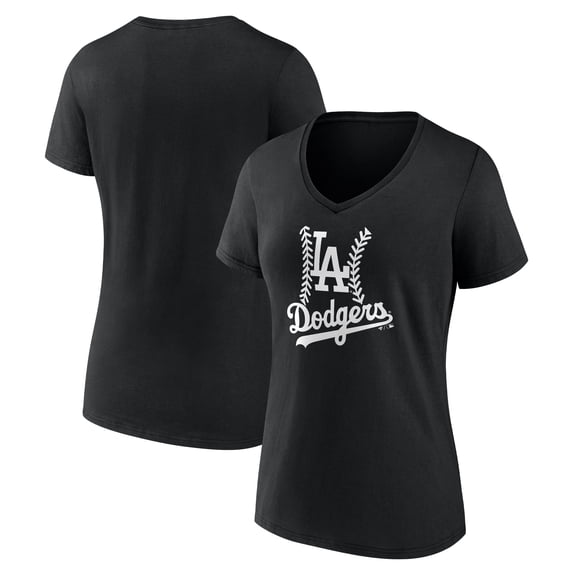 Women's Black Los Angeles Dodgers Fastball V-Neck T-Shirt