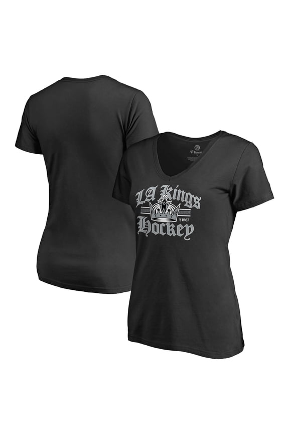 Women's Black Los Angeles Kings Hometown Collection The Crown V-Neck T-Shirt