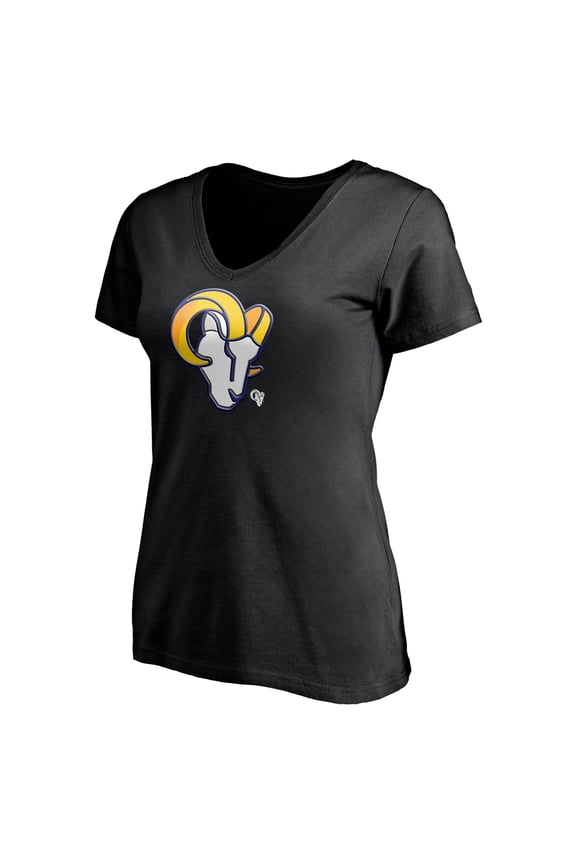 Women's Black Los Angeles Rams Midnight Mascot Logo V-Neck T-Shirt