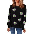 thumbnail image 1 of Women's Black Mardi Gras Heart Print Crew Neck Sweatshirt - Casual & Comfortable | [ZhiHiMeRi] | (US 20-22)2XL, 1 of 5