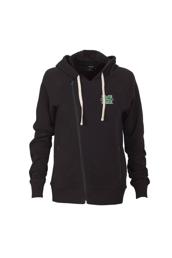 Women's Black Marshall Thundering Herd Fleece Moto Jacket