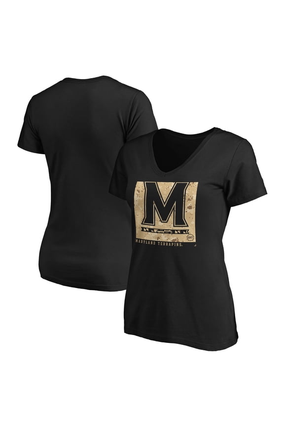 Women's Black Maryland Terrapins OHT Eagle V-Neck T-Shirt