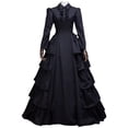 thumbnail image 1 of Women's Black Medieval Victorian Style Dress Renaissance Gothic Lace Princess Ball Gown, 1 of 5
