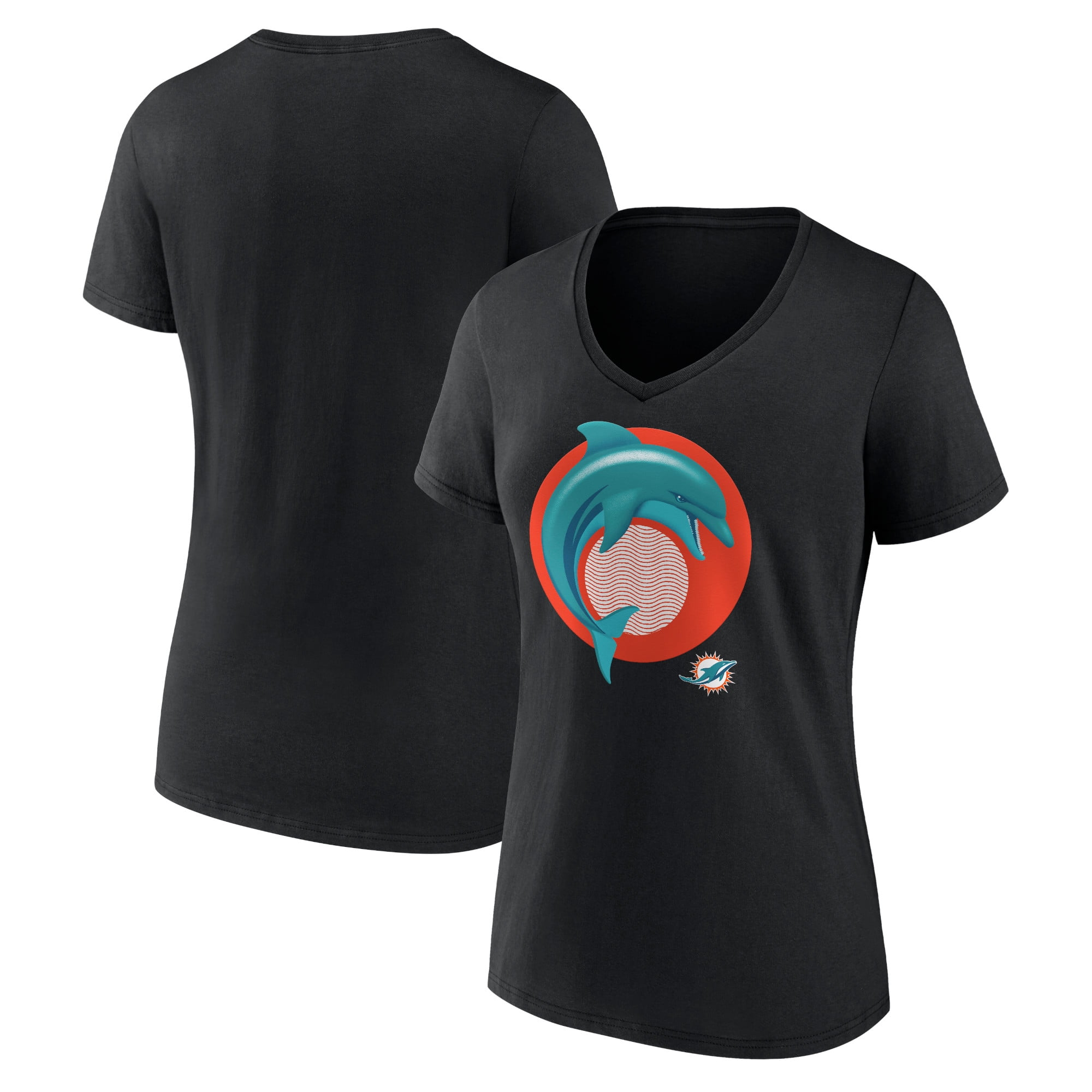 Women's Black Miami Dolphins 2024 NFL Draft Illustrated VNeck TShirt