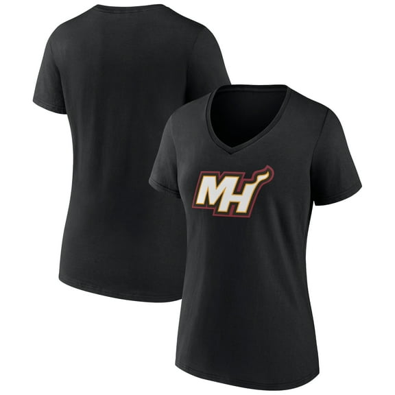 Women's Black Miami Heat Alternate Logo V-Neck T-Shirt