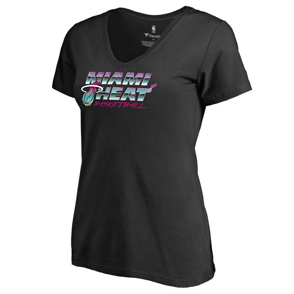 Women's Black Miami Heat Miami Nights Hometown Collection T-Shirt