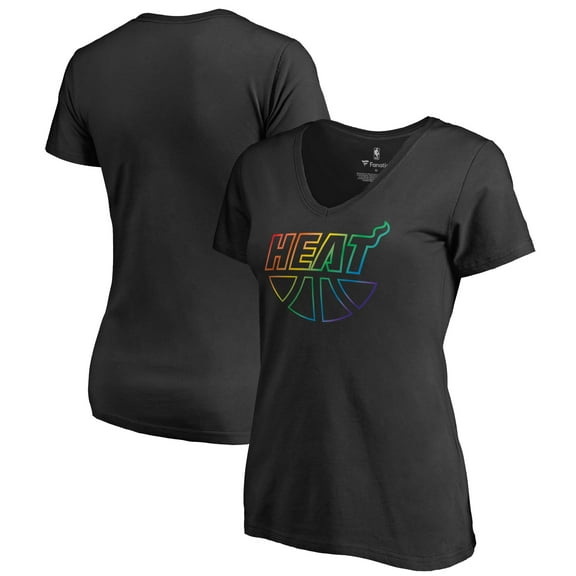 Women's Black Miami Heat Team Pride Wordmark V-Neck T-Shirt