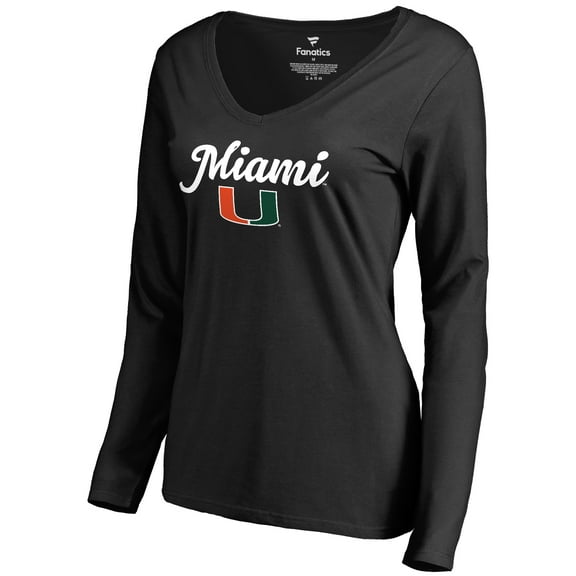 Women's Black Miami Hurricanes Freehand Long Sleeve T-Shirt