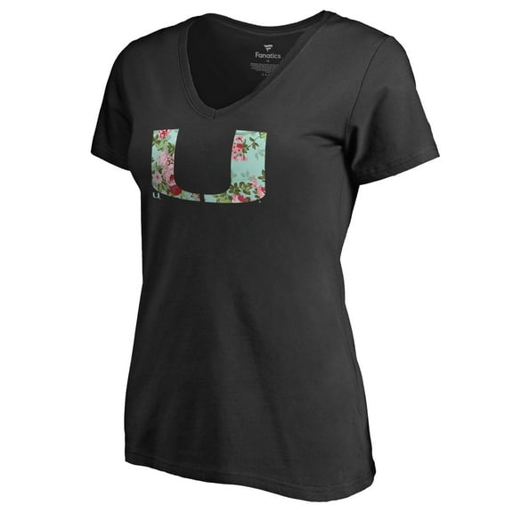 Women's Black Miami Hurricanes Lovely V-Neck T-Shirt