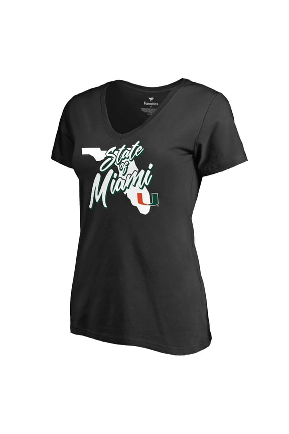 Women's Black Miami Hurricanes State of Miami V-Neck T-Shirt
