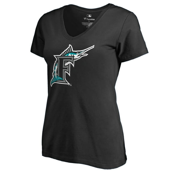 Women's Black Miami Marlins Cooperstown Collection Forbes T-Shirt